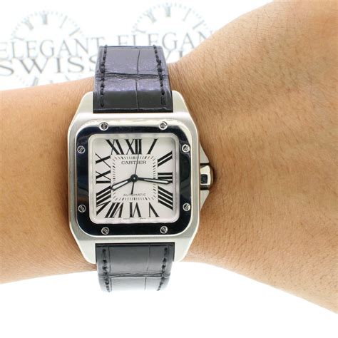 cartier santos 100 midsize diamonds|cartier santos price guide.